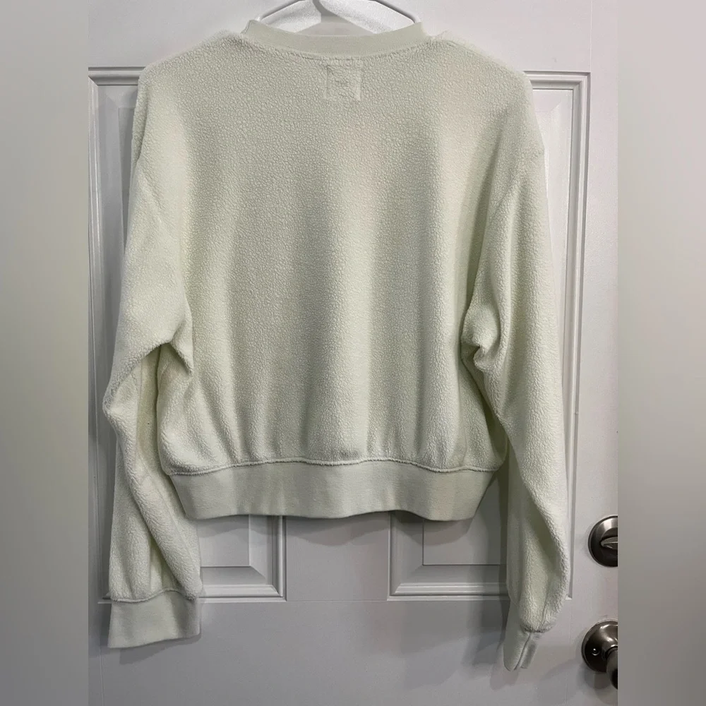 LESET TEDDY FRENCH TERRY CLASSIC ULTRA SOFT CREAM IN CELERY CREW SWEATER TOP S - Picture 5 of 8